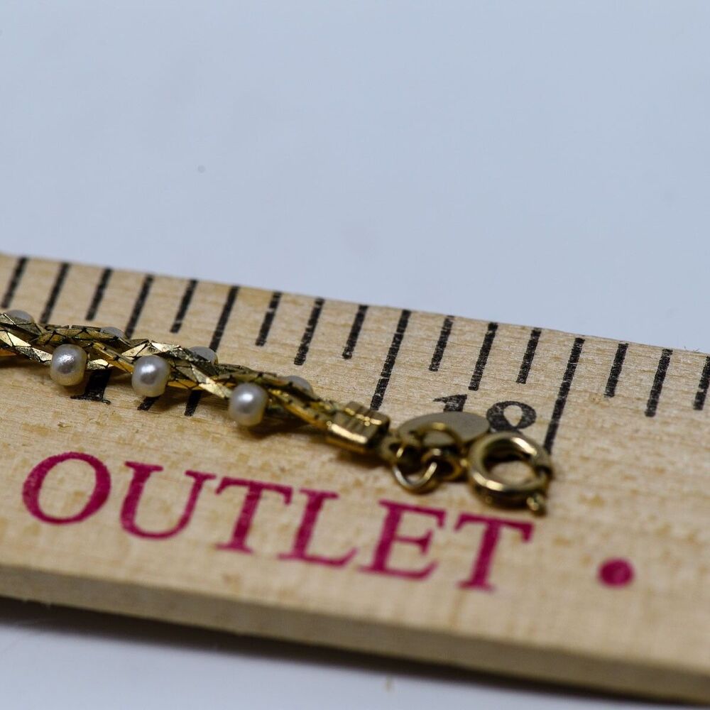 Citation Seed Faux Pearl Braided Chain Gold Necklace MCM Vintage - Picture 4 of 4